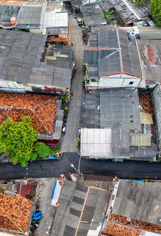 Toitures d'un quartier vues d'en haut